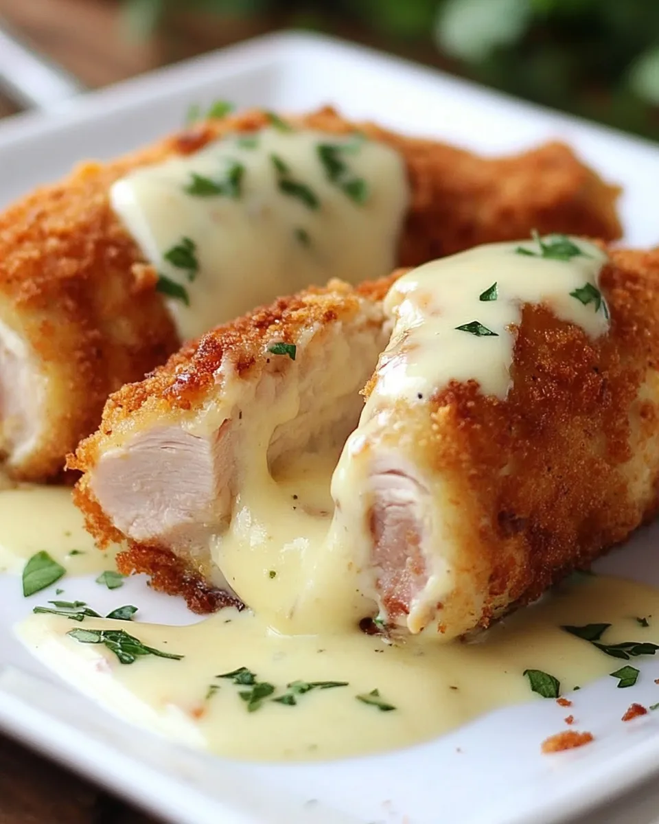 Chicken Cordon Bleu with Swiss Cheese Sauce