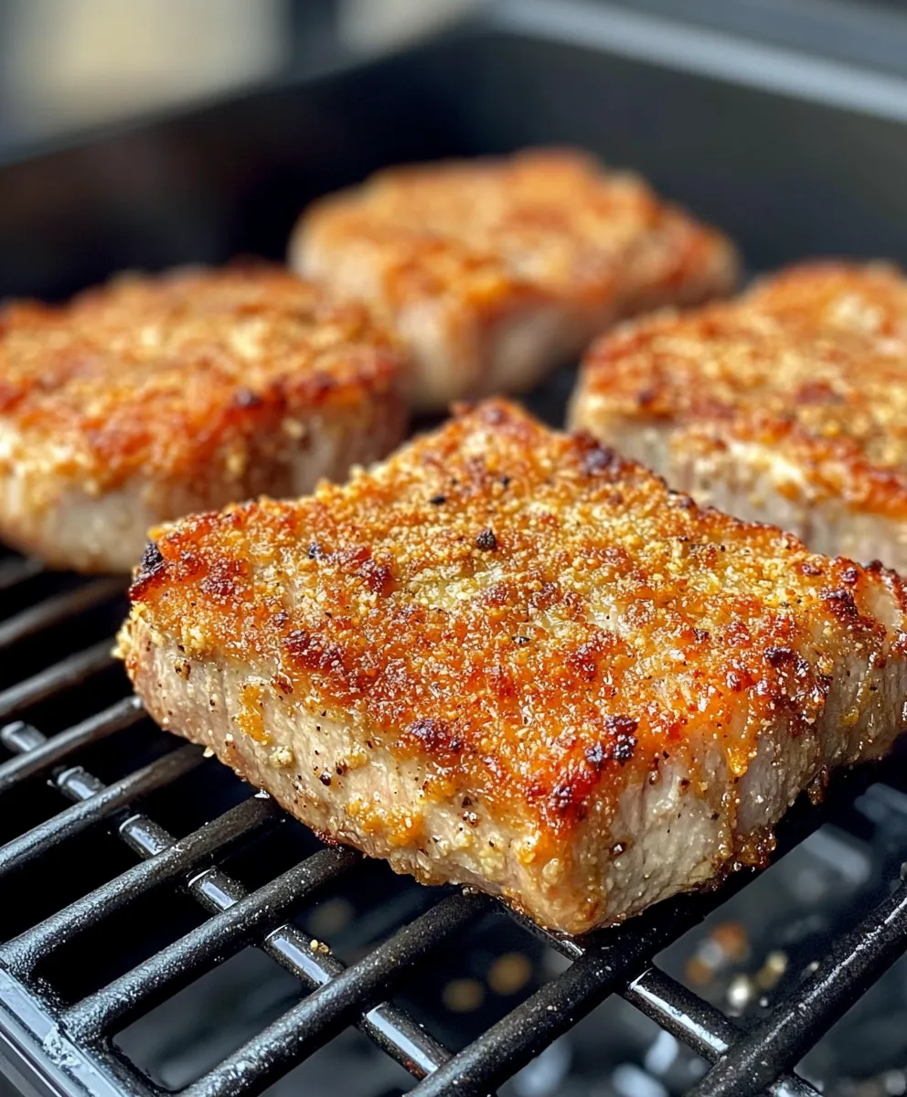 Air Fryer Garlic Parmesan Crusted Pork Chops