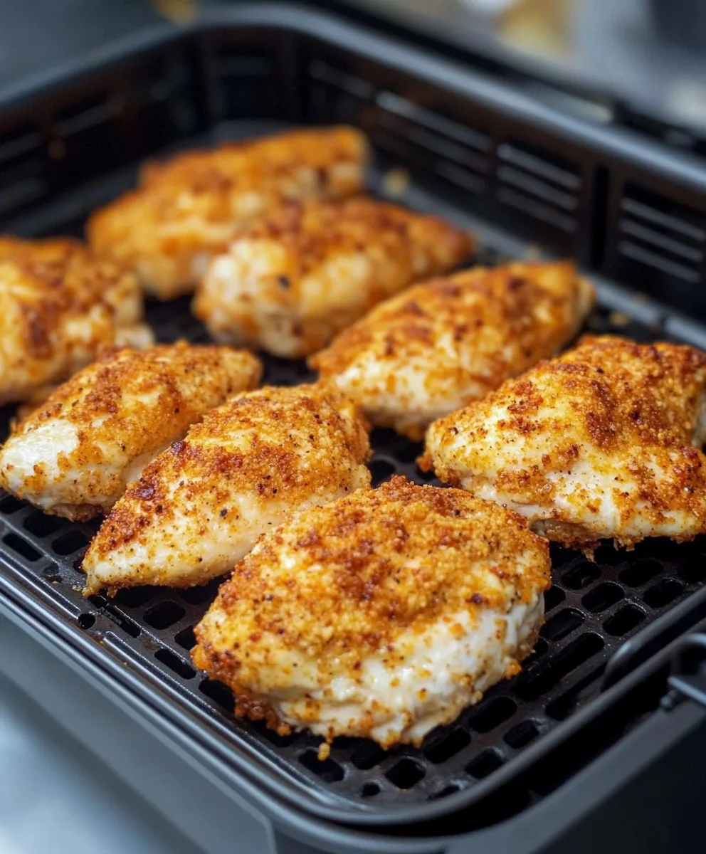 Air Fryer Parmesan Crusted Chicken with Mayo