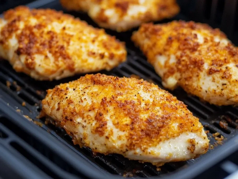 Air Fryer Parmesan Crusted Chicken with Mayo