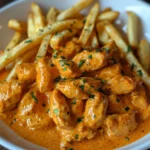 Butter Chicken with Garlic Sauce and Crispy Fries