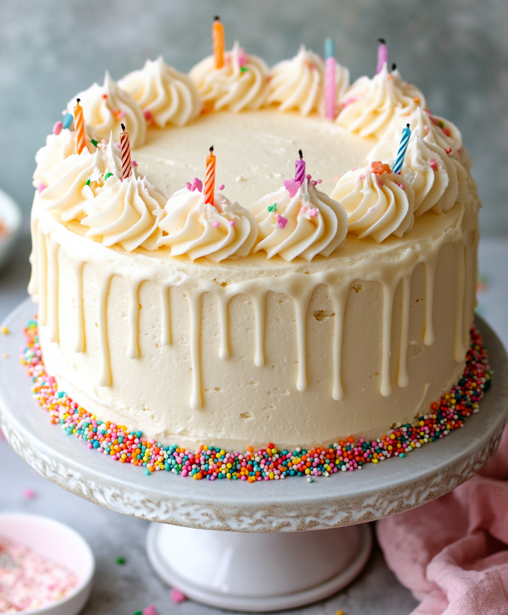 Classic Vanilla Birthday Cake