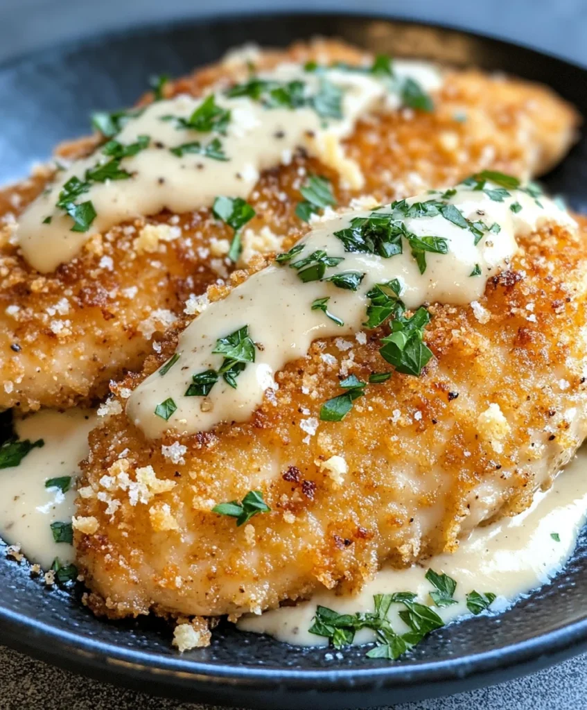 Crispy Parmesan Chicken with Creamy Alfredo Sauce