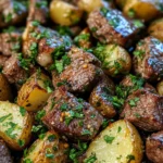 Garlic Butter Steak Bites and Potatoes