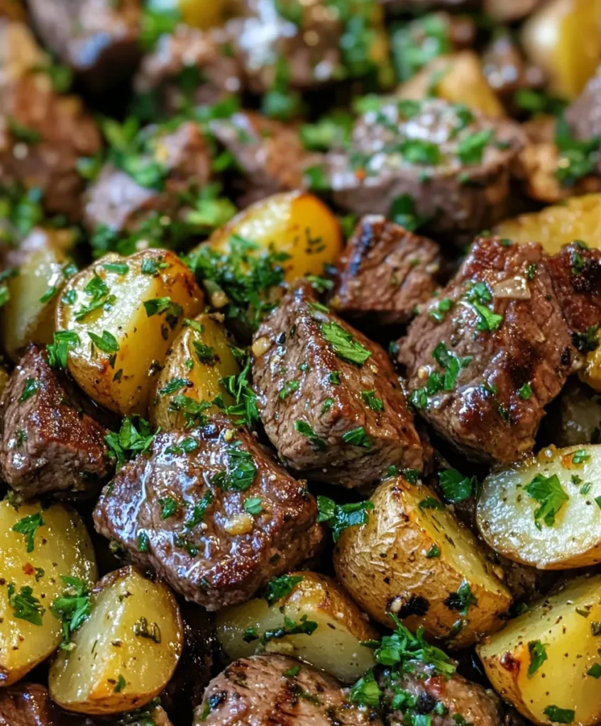 Garlic Butter Steak Bites and Potatoes