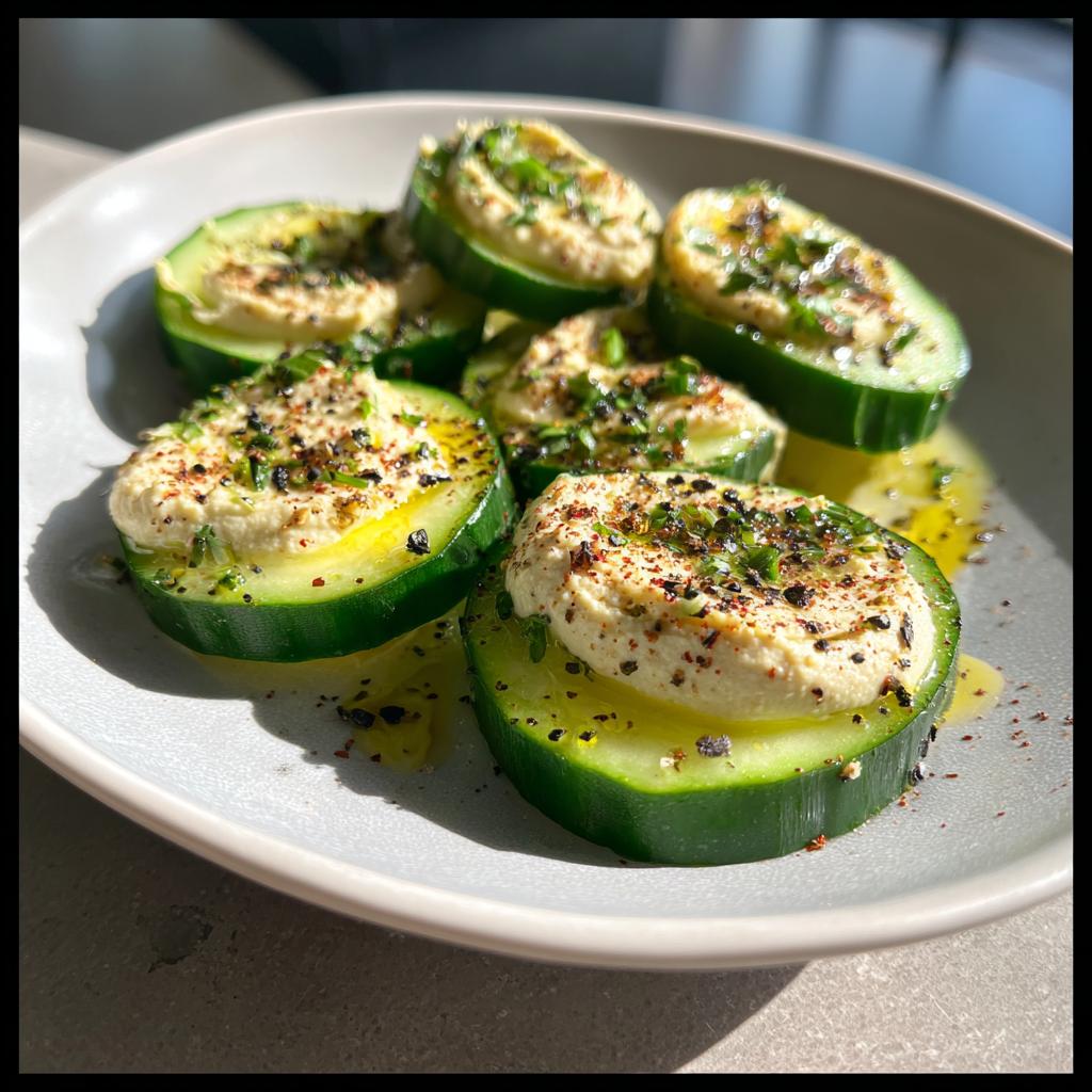Cucumber Slices with Hummus - detail 1
