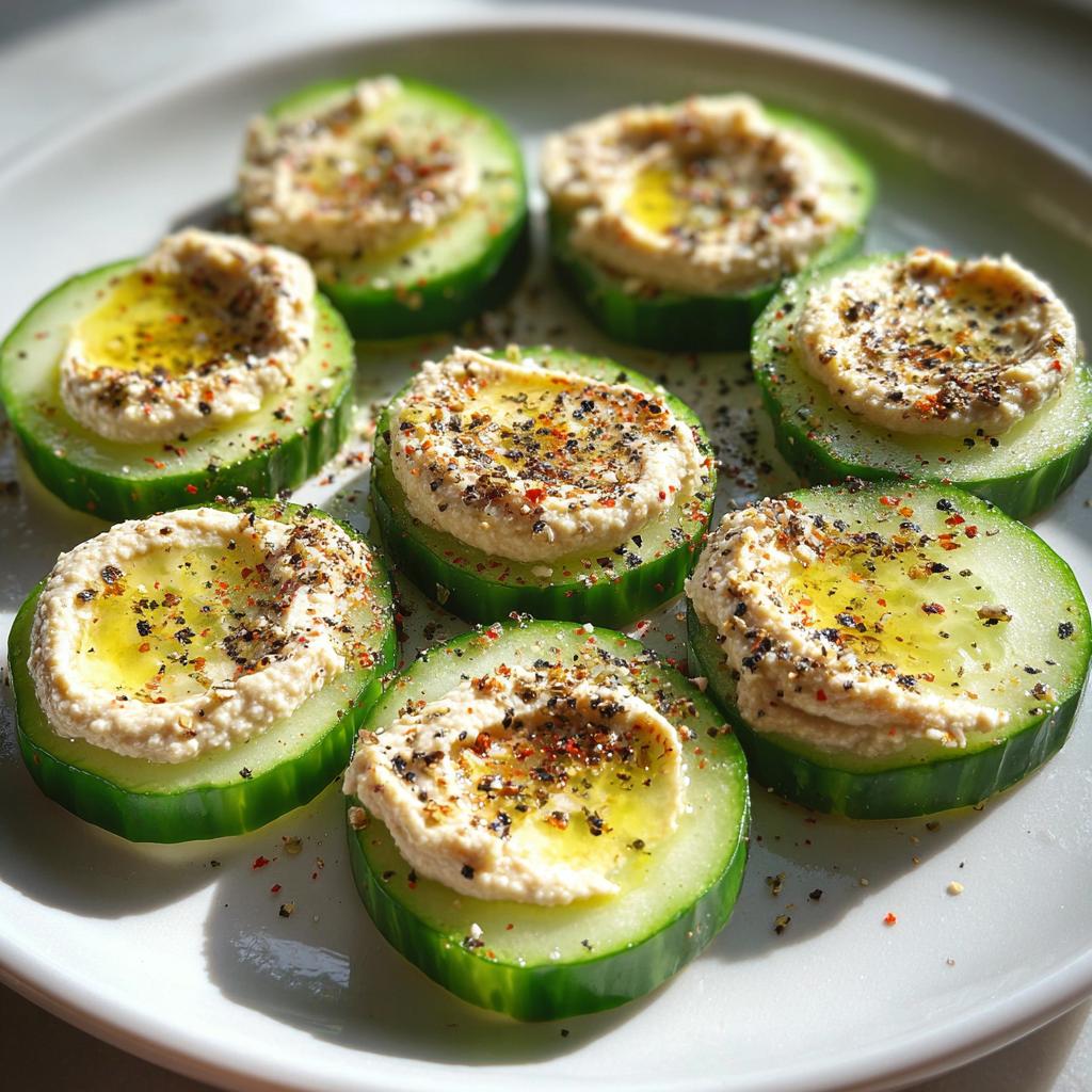Cucumber Slices with Hummus