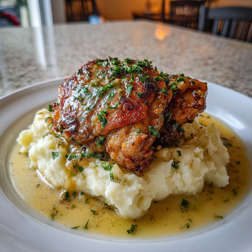 Garlic-Butter Chicken Thighs with Mashed Potatoes - detail 1