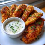 Parmesan-Crusted Chicken Tenders with Garlic Dip